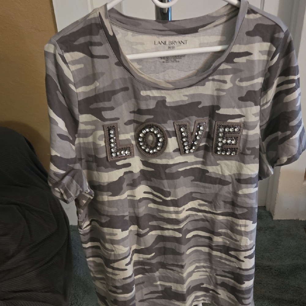Lane Bryant Gray Camouflage Love Tee